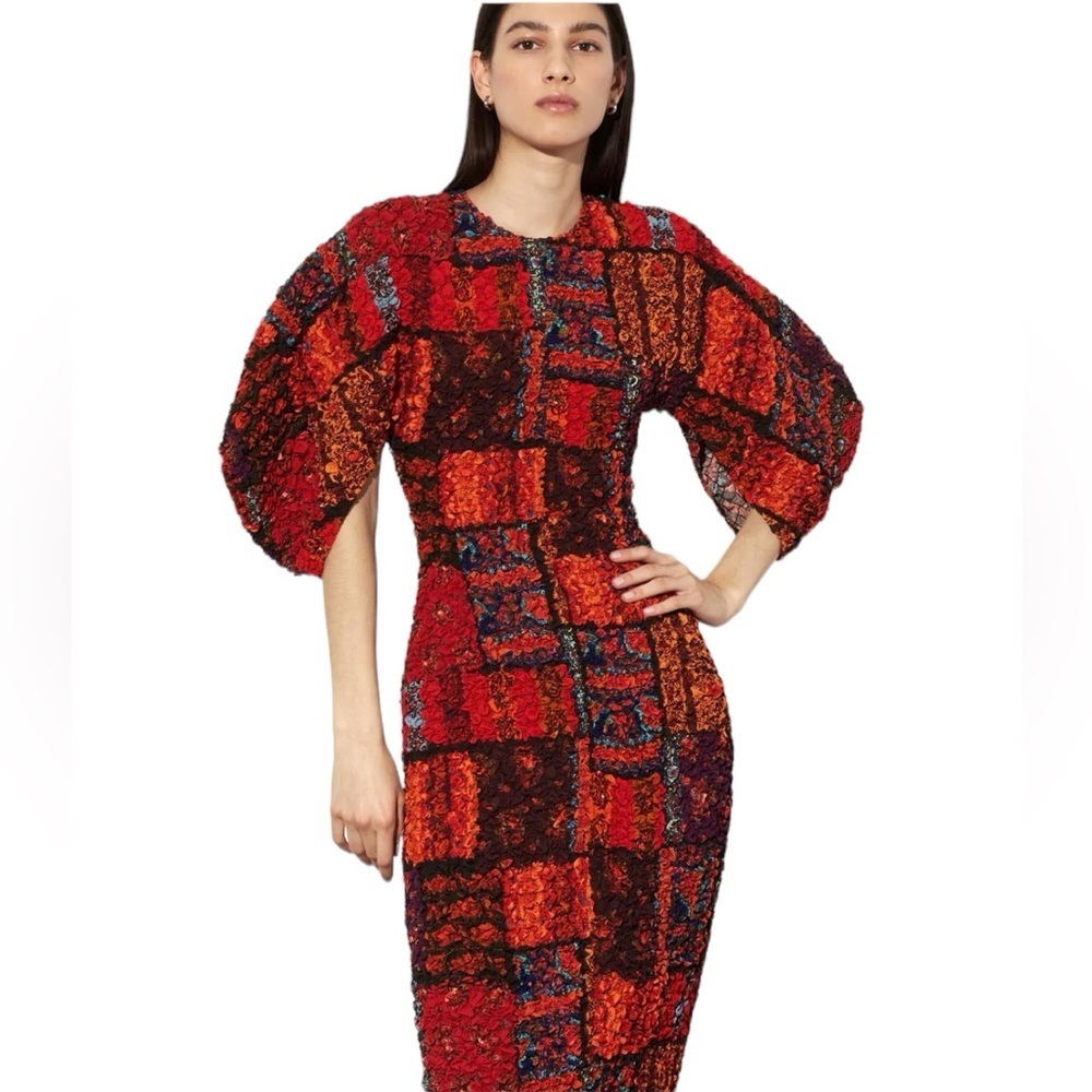 Mara Hoffman Freya Todeo Print Extended Popcorn Midi Dress XS